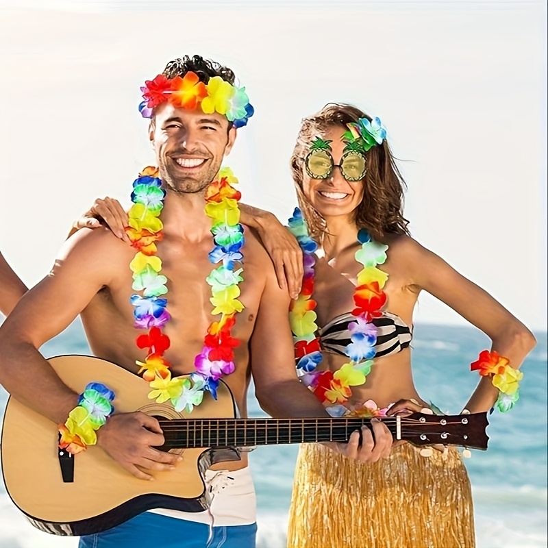 8-teiliges Hawaiianisches Hula-Set – Mit Grasrock, Blumen-Lei, Sonnenbrille, Haarband & Armbändern Für Mottopartys