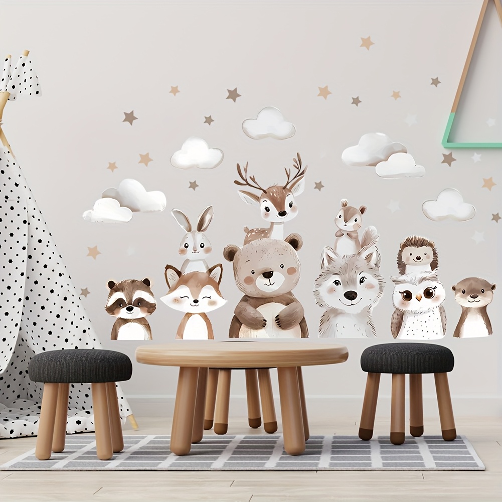 Image of Animals Under The Clouds Wall Stickers Are Used For Room Wall Stickers, Room Decoration, Home Decoration, Decoration