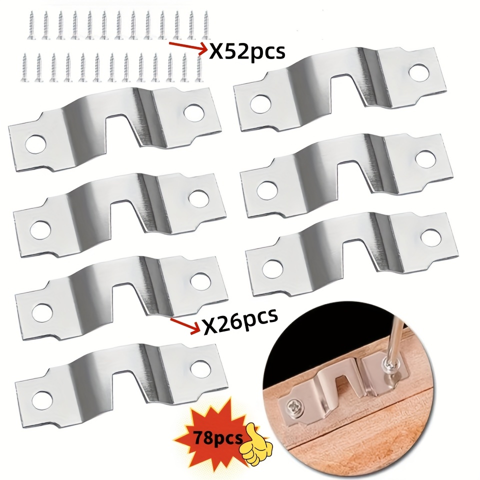 Image of 78pcs Of Hardware Picture Hanging Accessories, Including 26 Picture Frame Hooks. A Set Of Durable Fasteners For Picture Frames, Wall Oil Paintings And Mirrors, With 52 Screws