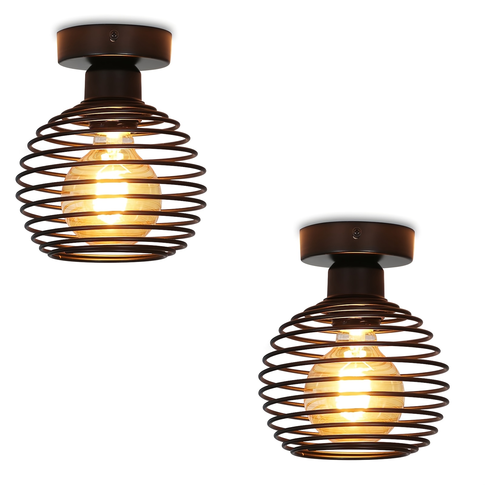Vintage-style Hallway Pendant Lights Set Of Two, , Black , Kitchen Lighting, E27 Socket, Max. 40w. A , Cozy, Rustic Atmosphere. (light Bulbs Not Included)