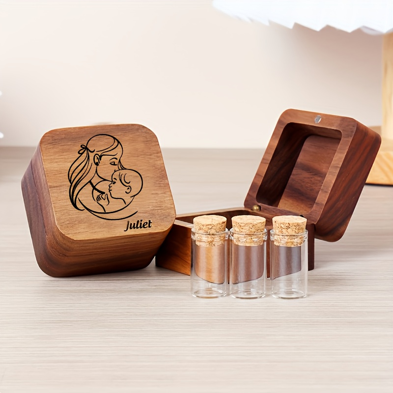 E-shop Personalisierte Holz--Erinnerungsbox mit graviertem Design – perfektes Geschenk für frischgebackene Eltern, tragbare Haar-Aufbewahrungsbox,