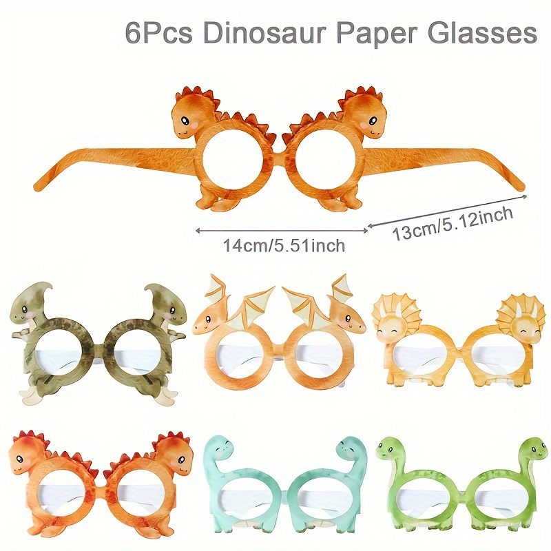 6pcs,dinosaur Paper Glasses,happy Birthday Party Decoration,dino Theme Party Glasses,baby Shower Party Supplies, Party Photography Props,event Party Photo Booth Props