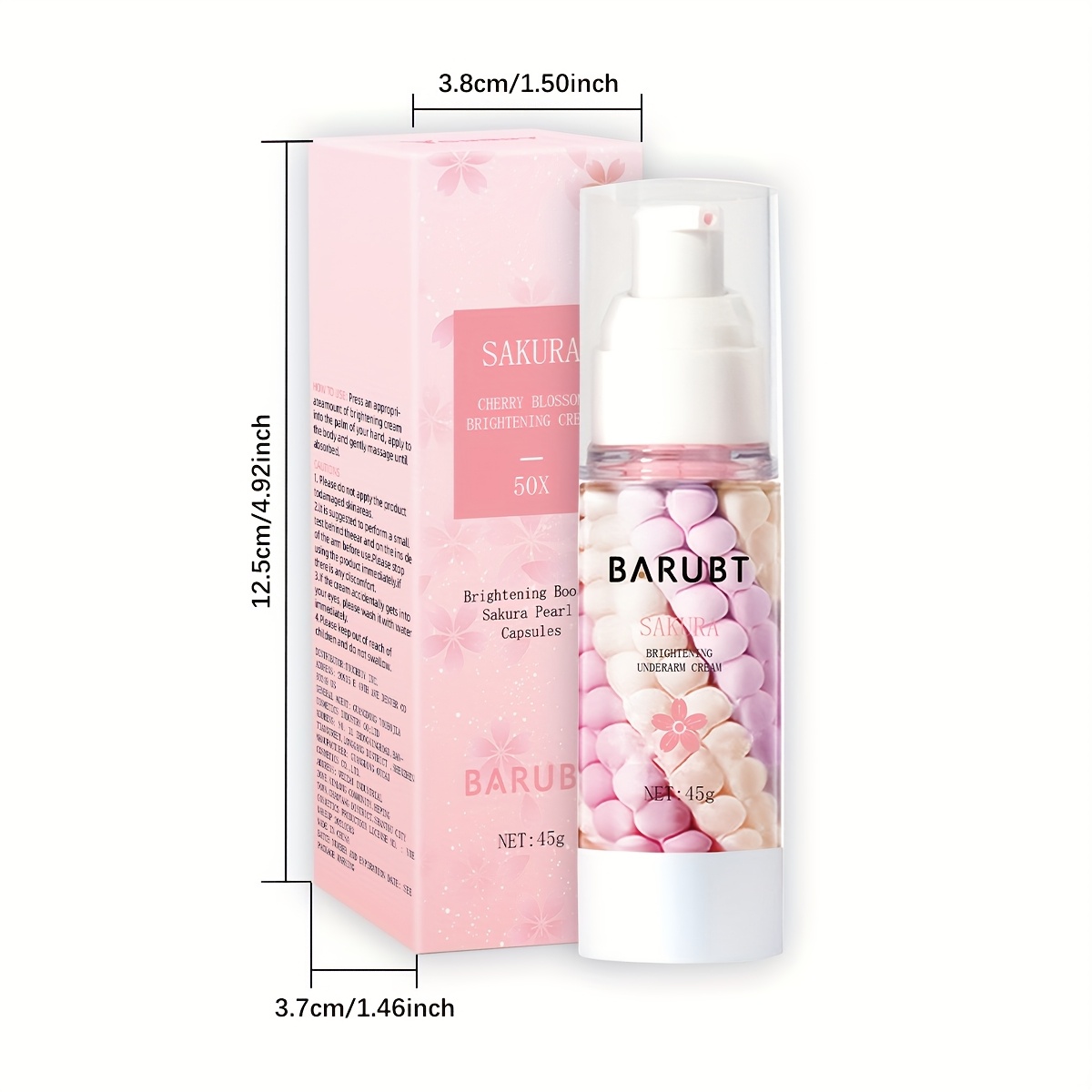 barubt sakura underarm cream 45g contains niacinamide evens underarm light beige suitable for underarm light beige care for   men and women   used morning and night 2