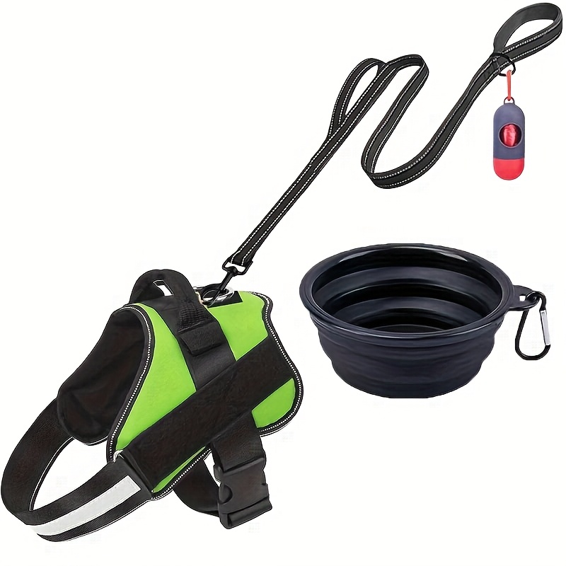 4pcs Pet Harness Set with Leash and Bowl