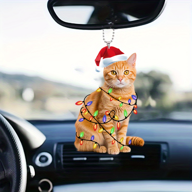 

Cat Hat And Christmas Pendant - Car Hanging , Keychain, And Box Decoration For