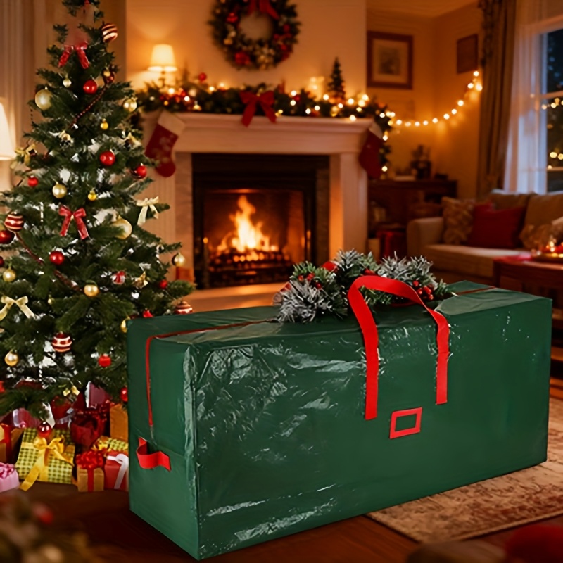 Image of Creative Christmas Gift, Heavy-duty Decorative Storage Bag, 7.8ft Christmas Tree Storage Bag, Christmas Decoration Bag (green)