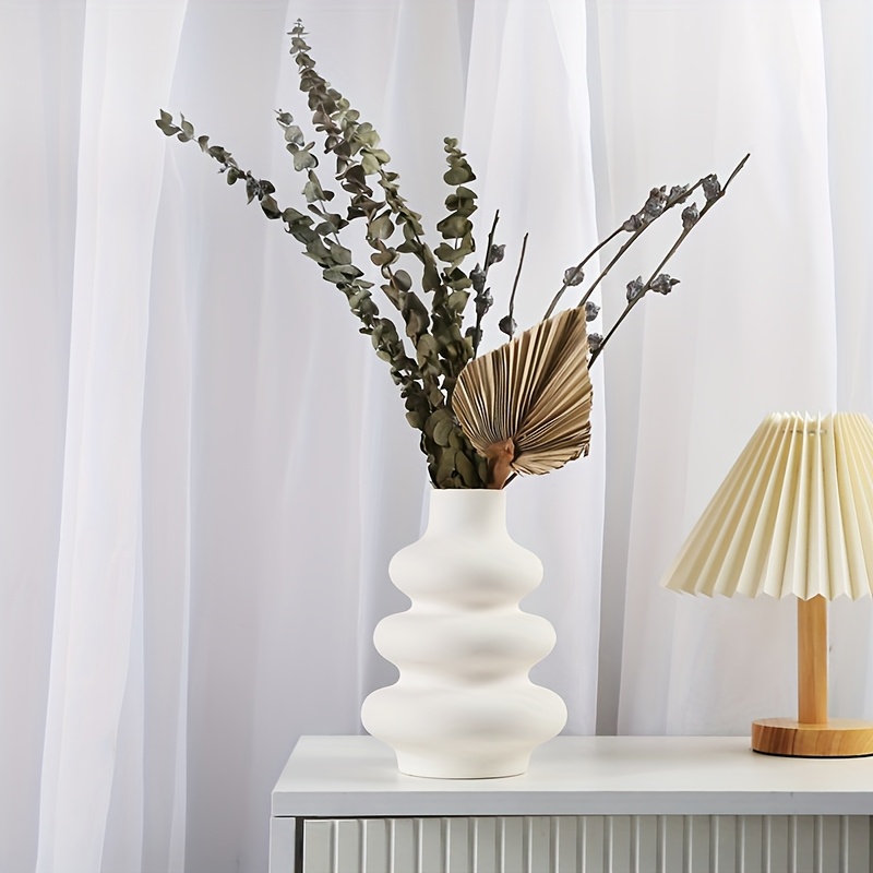 Image of 1pc Modern Minimalist European Plastic Vase - Cylindrical Decorative Flower Vase Suitable For, Weddings, Parties - Elegant Centerpiece, & Lightweight Plastic Vase