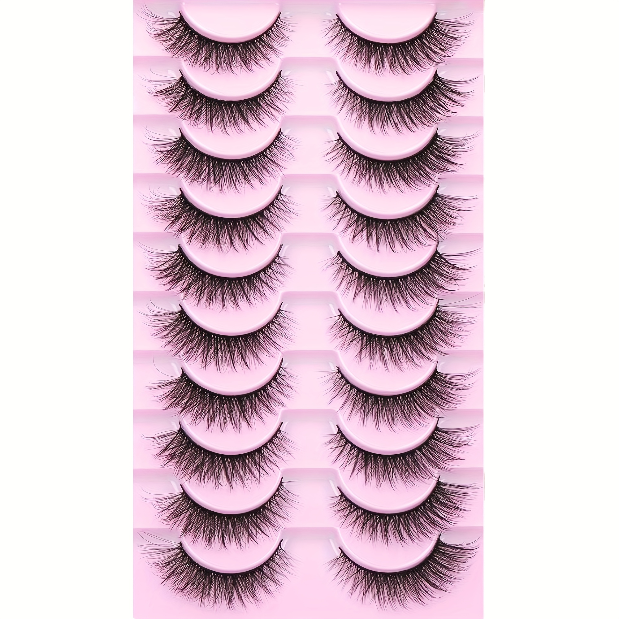 Image of 10 Pairs False Eyelashes | 3d , Long And Thin, Perfect For Parties And Detailed Makeup, Long-lasting And Comfortable Wear, Ideal For Beginners, Reusable, By Jieshm