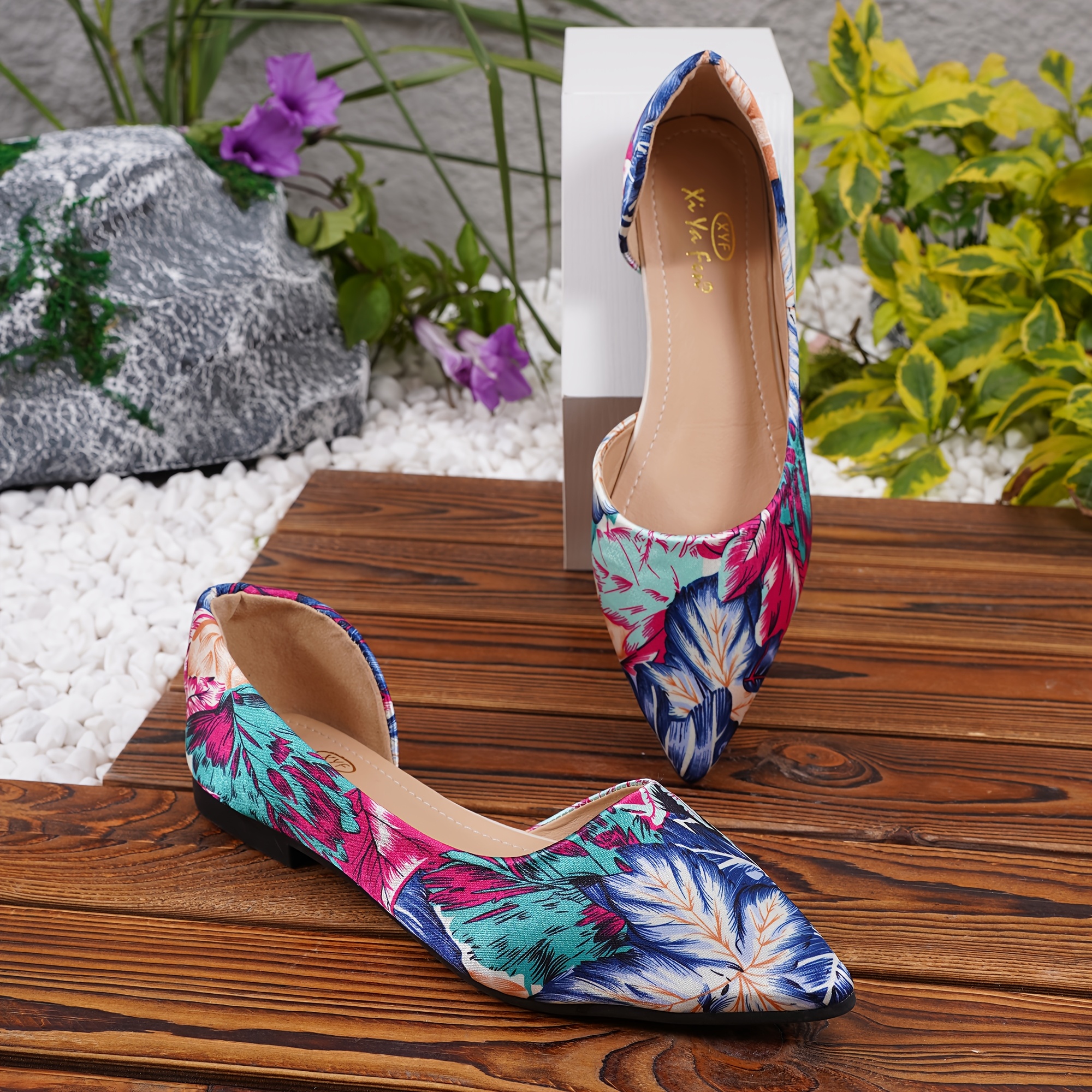 Pointed Toe Flats Floral Flats Womens Shoes Veowalk 3D Flower