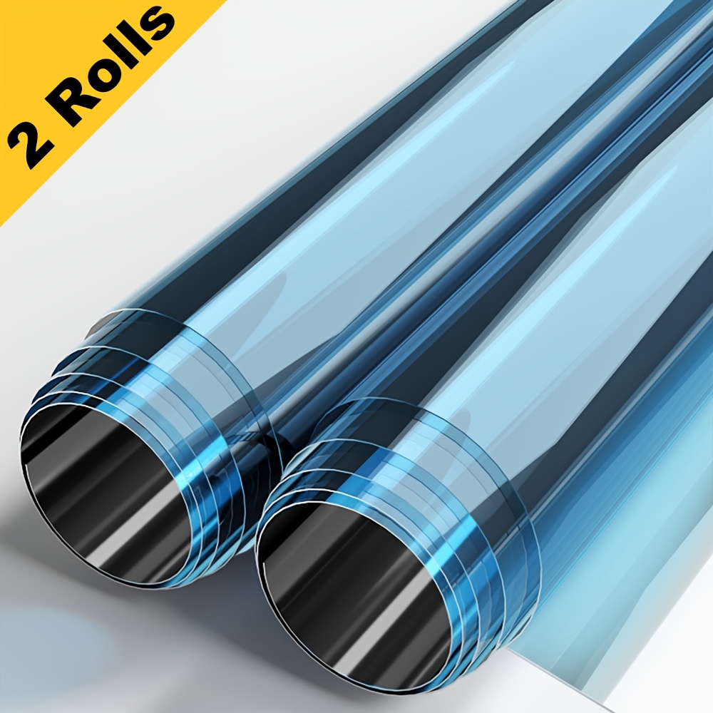 Image of 2 Rolls Of Privacy Window Film, Reflective Heat Control Film, Protective Window Tint For Home And Office Decoration, Measuring 17.5 By 118 Inches