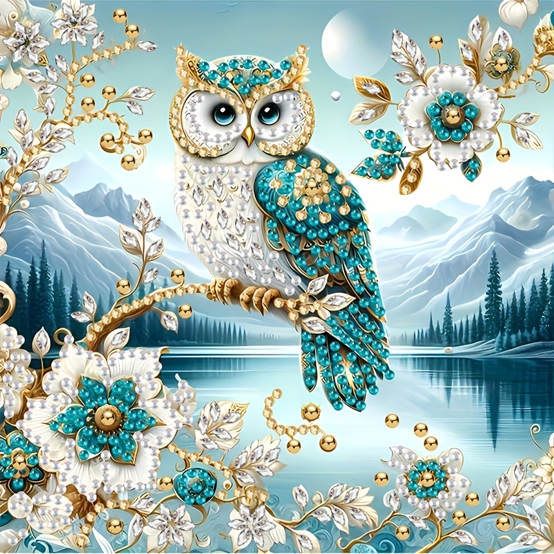 Owl Flower 5d Diamond Painting Kit - Special Shape Crystal Rhinestone Art, Beginners, Home Wall Decor Gift