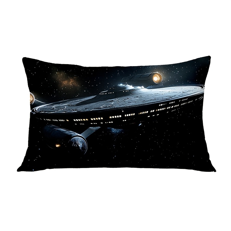 TEMU 1 taie d'oreiller, thème vaisseau , 50 cm x 30 cm / 20 po x 12 po, tissu peluche court en polyester doux et lisse, motif imprimé sur une face,