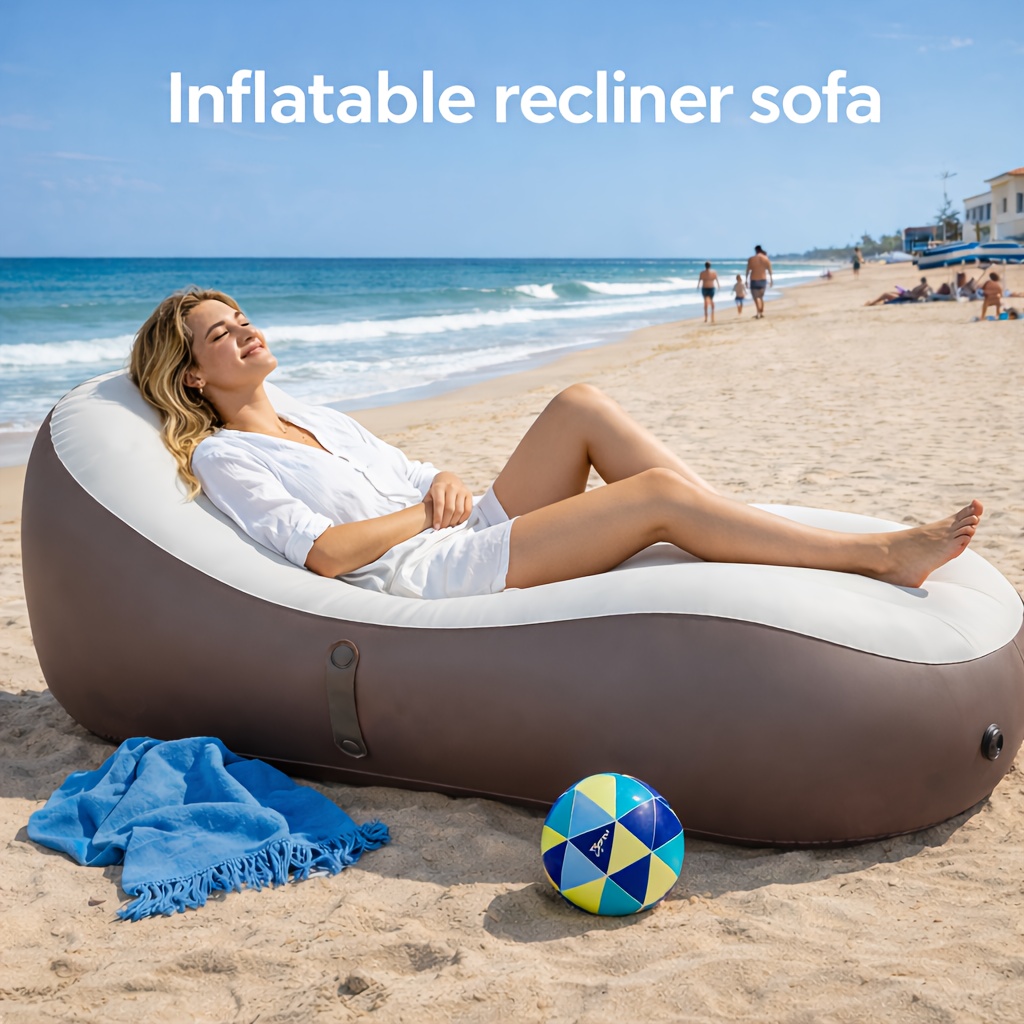 wave shaped inflatable air mattress lounger 3 in 1 air sofa chair bed with ergonomic curved portable inflatable bed for sleeping indoor outdoor balcony apartment garden camping beach     gift inflatable furniture