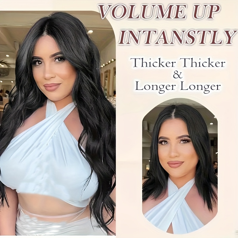 s noilite invisible wire hair extensions with transparent wire adjustable size with 4 secure clips synthetic hair piece long wavy secret headband hairpieces for women 20 inch ombre brown highlight details 5
