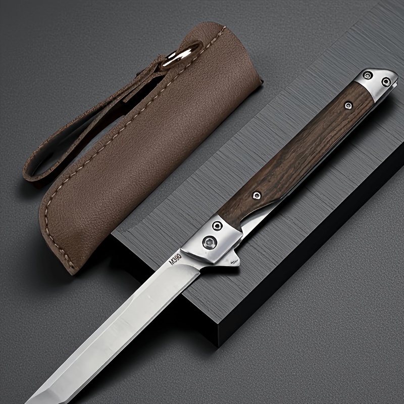 Image of A Set Of 4 Multifunctional Storage Bags For Kitchen And Camping Knives Made Of Durable Pu Material, Which Attached To A Belt.