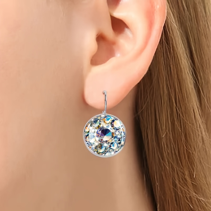 iridescent hoop earrings for women classic   alloy copper hooks sparkling synthetic gemstones in     for daily wear special occasion