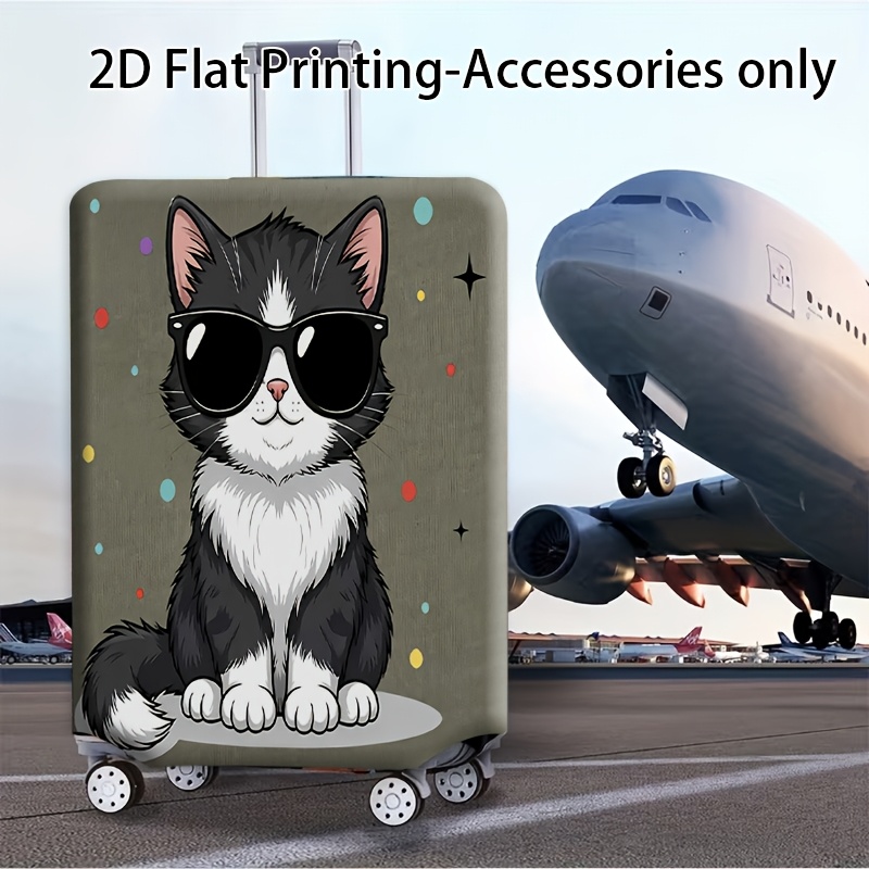 TEMU 1pc Elastic Suitcase Cover Compatible For 45.72-81.28cm Luggage, Scratch-resistant Nylon Protective Case With Cat Pattern & , Lightweight Cover
