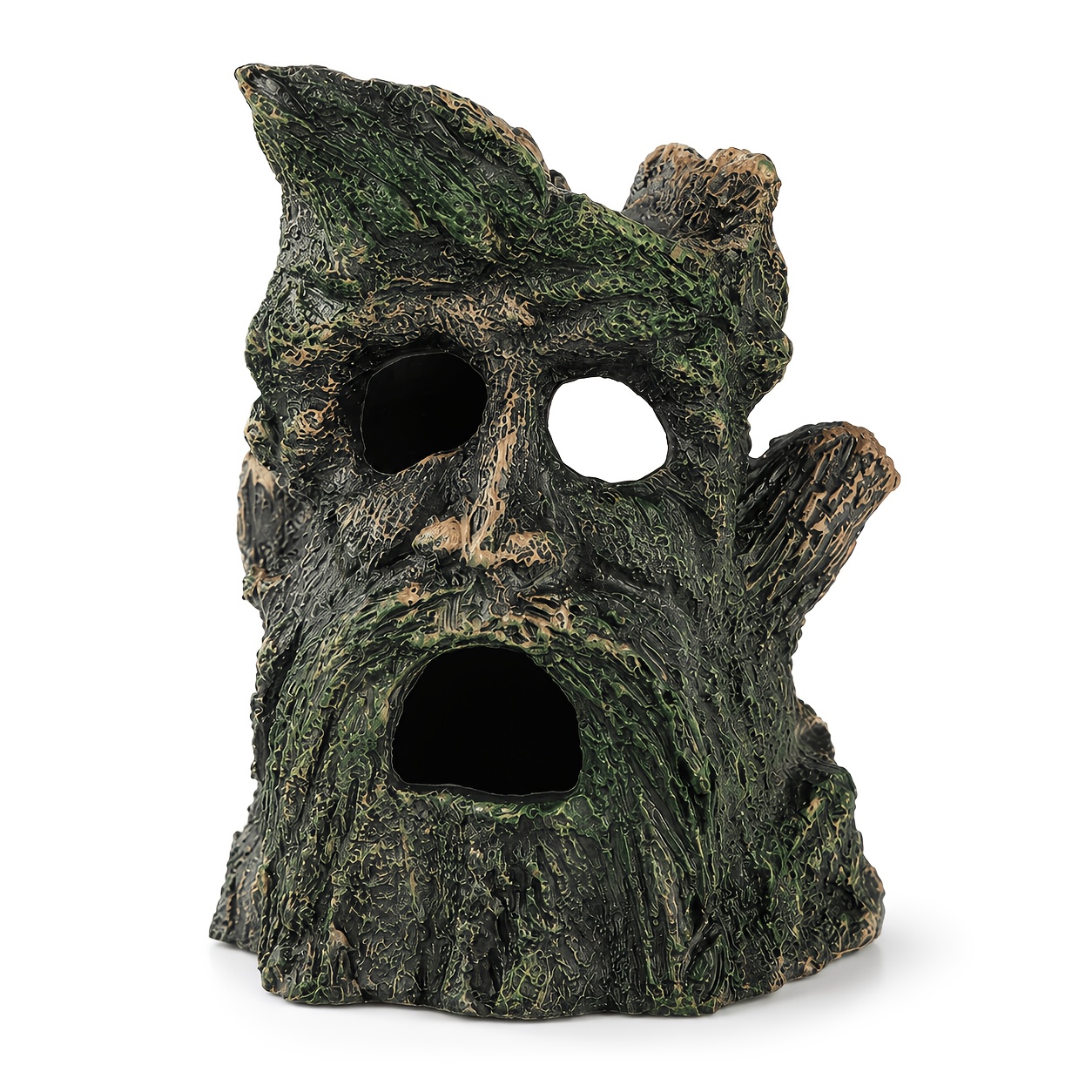 TEMU 1pc 'obscurité pour aquarium, Arbre à visage humain creux, Tour multi-trou pour crevettes et petits poissons, Abri naturel et 'escalade,