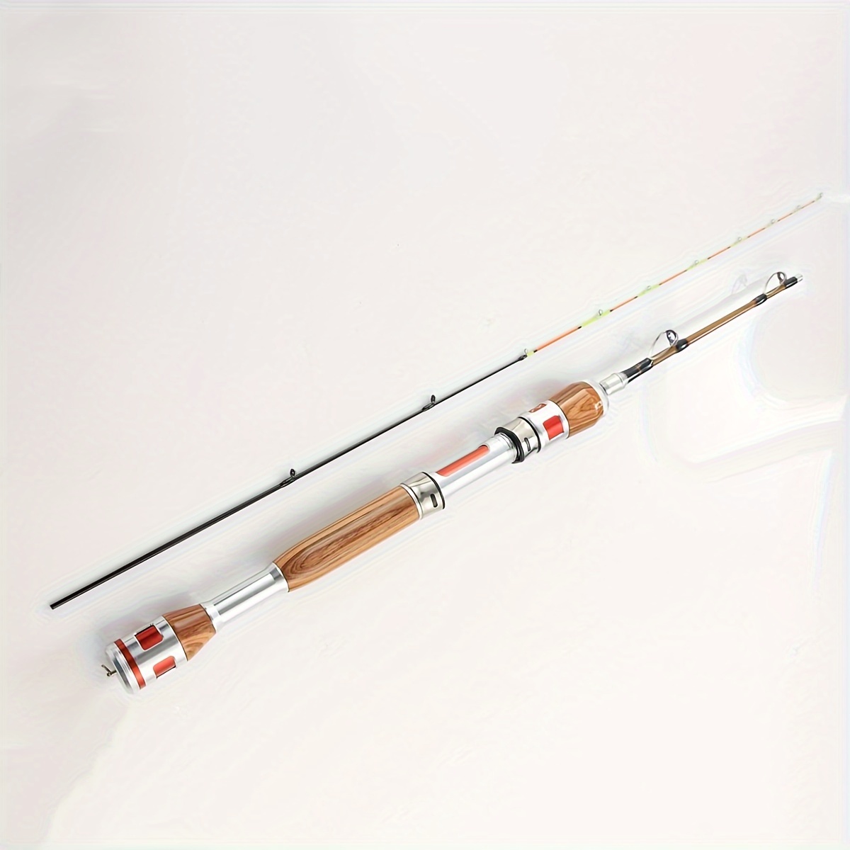 1pc 2-section Wood Grain Fishing Rod, 3.9ft/120cm Carbon Fiber Ultra Light  Fishing Pole For Freshwater