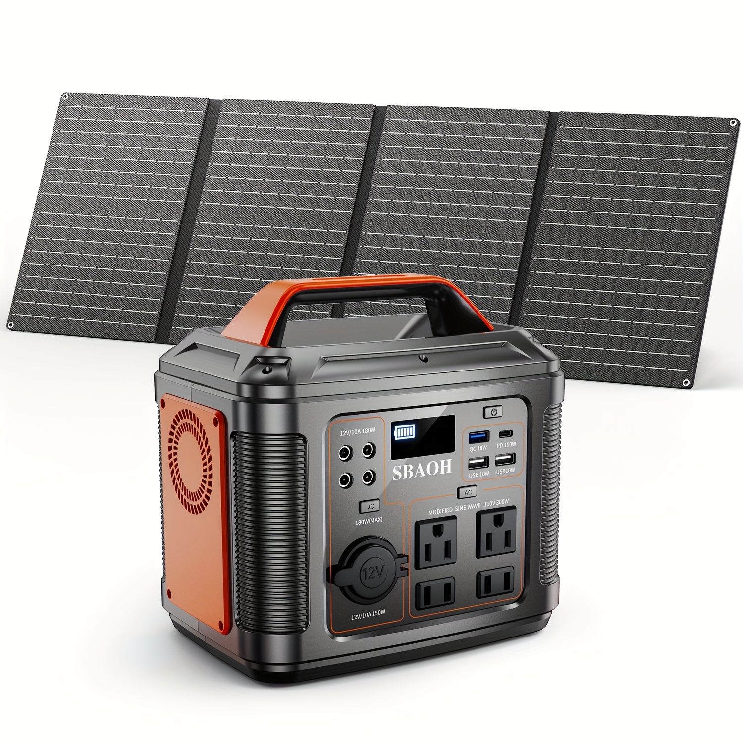 * 300W Portable Power Station, 296Wh 80000mAh Powerbank with AC & *  Output/Fast Charging/Flashlight/ RV/Emergency Backup/Camping Power Supply,  Orange