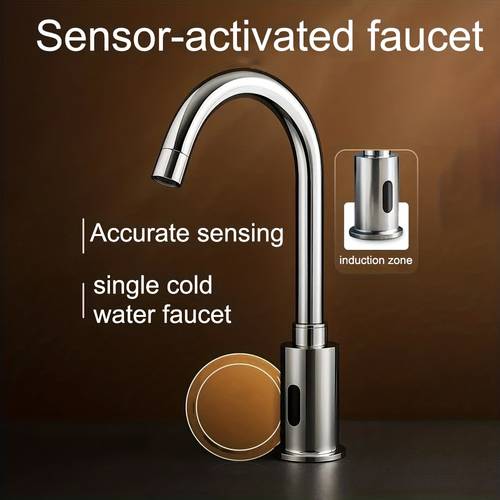 induction sensor faucet chrome plated motion activated kitchen bathroom hands free faucet ac powered 360 degree rotating infrared sensor sink faucet induction bathroom sink faucet
