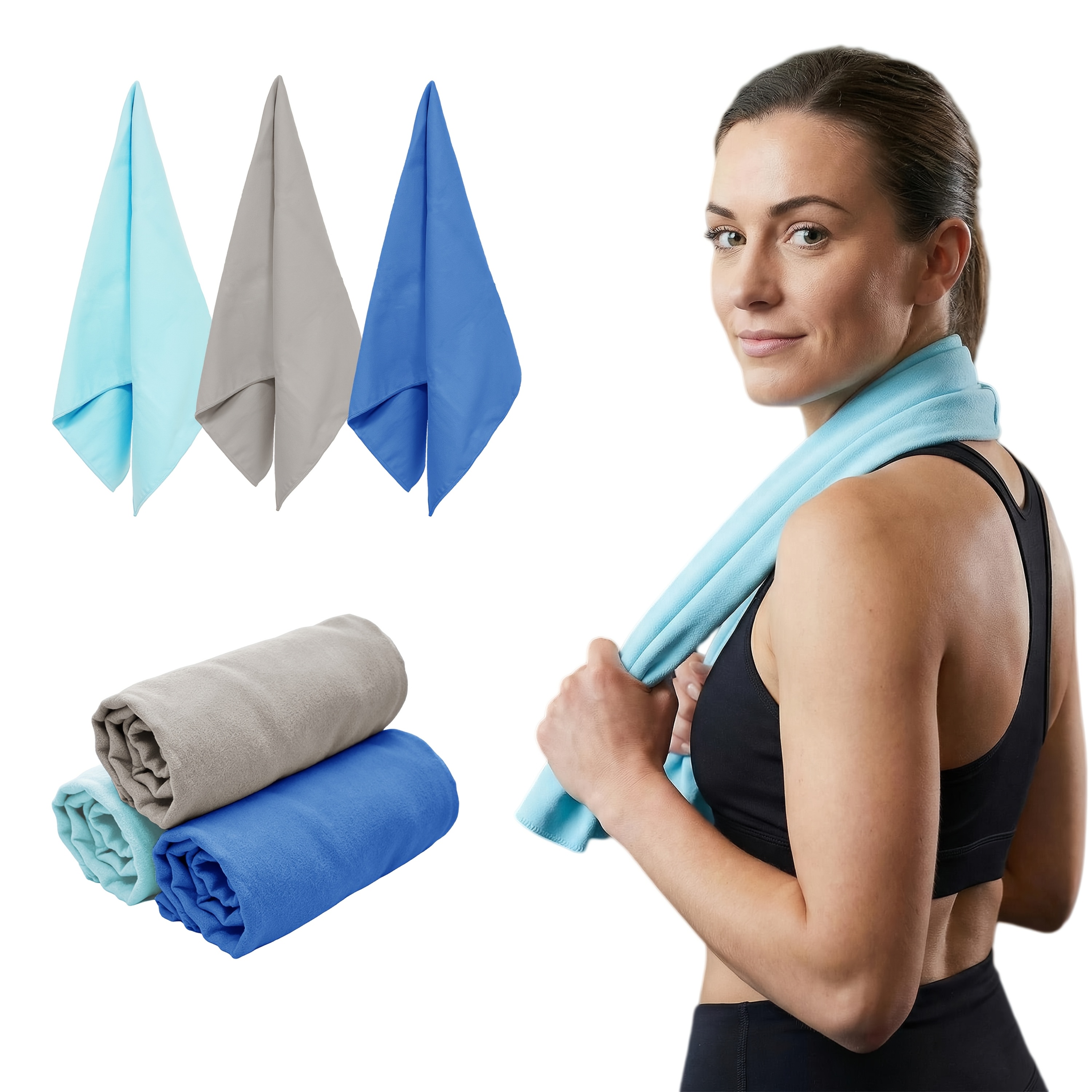 3pcs Microfiber Quick-Dry Sports Towels Suitable for Hand/Face Towel, Gym, Golf, Fishing, Tea Towel - Lightweight Absorb