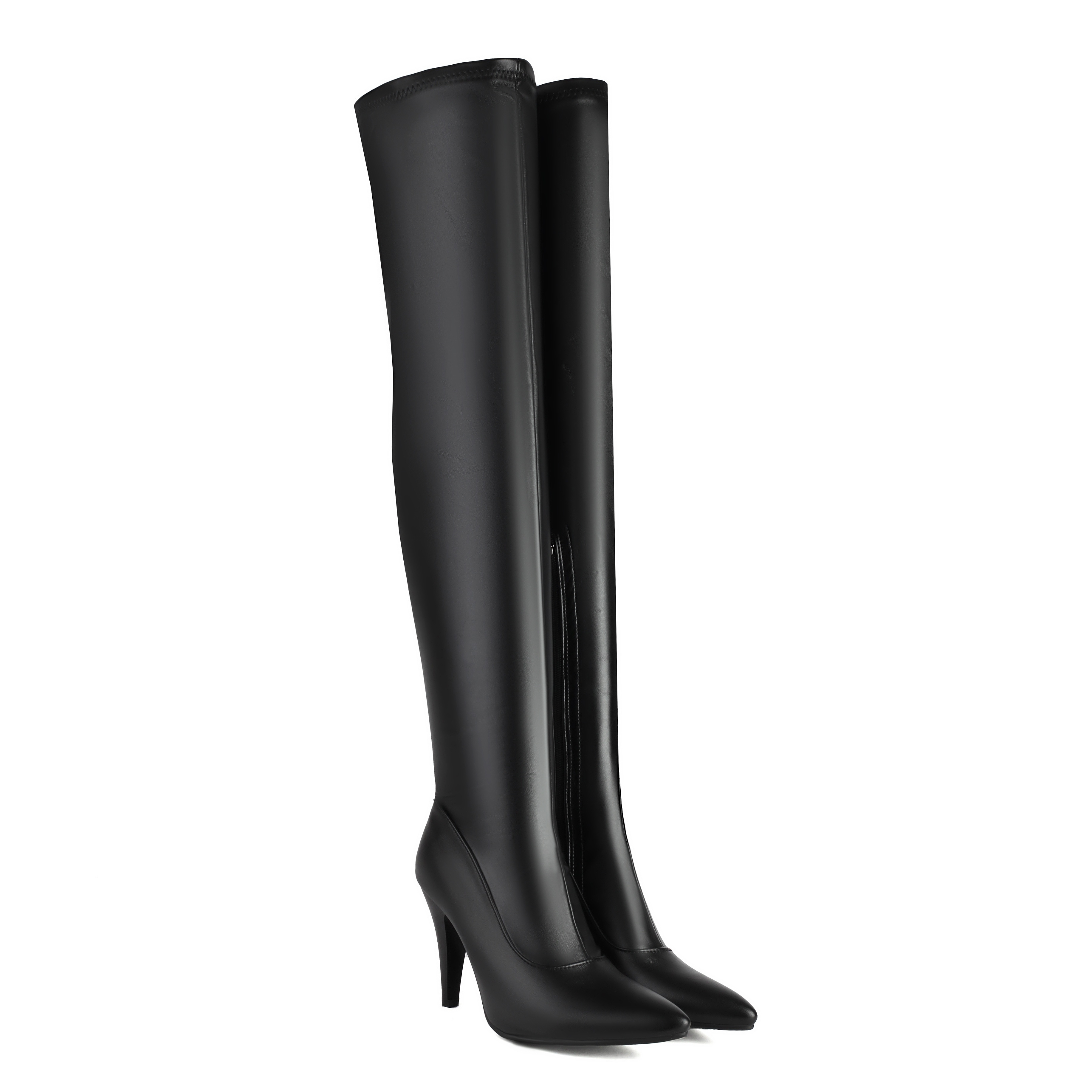 2024 Autumn and Winter New European and American Women's Boots Elastic Over-the-Knee Boots Large Size High Heels Pointed Slimming Boots