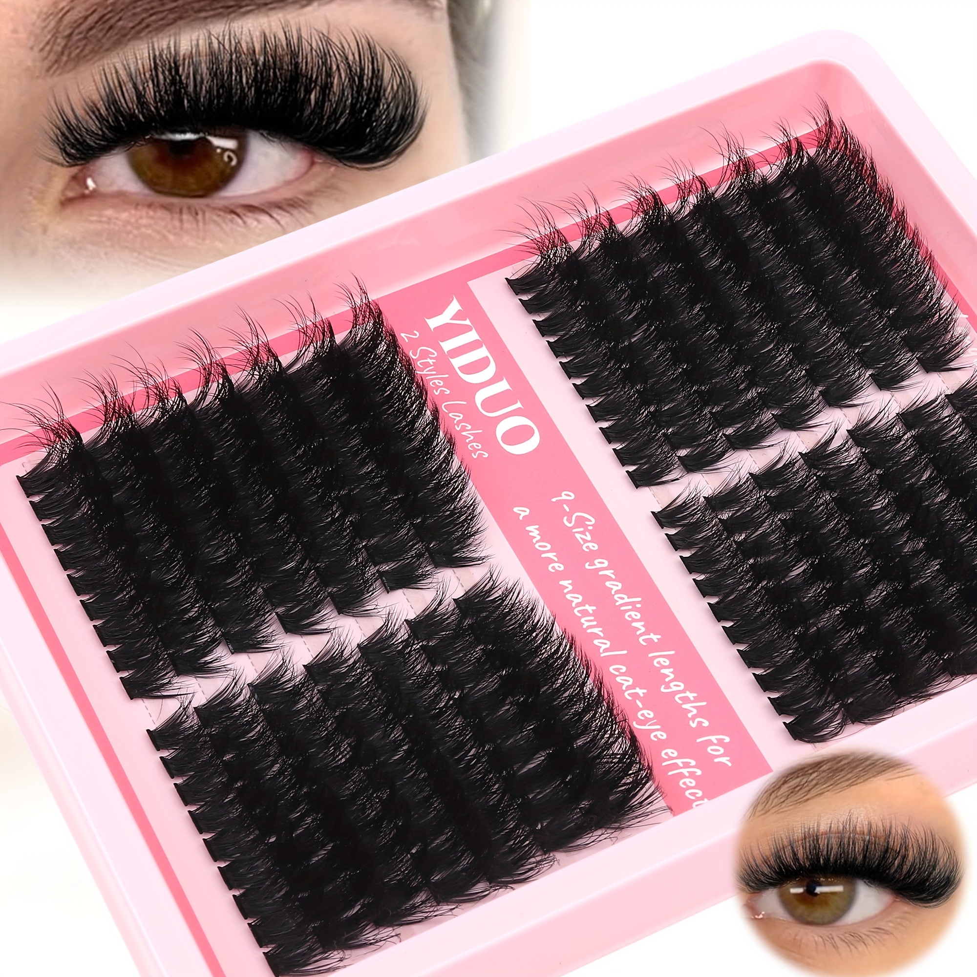 

Yiduo 252pcs Diy Eyelash Eye & Fluffy Styles, 100d & 150d Volumes, Easy-to-apply For Beginners, Reusable, Mixed Lengths (9-20mm), Yiduo