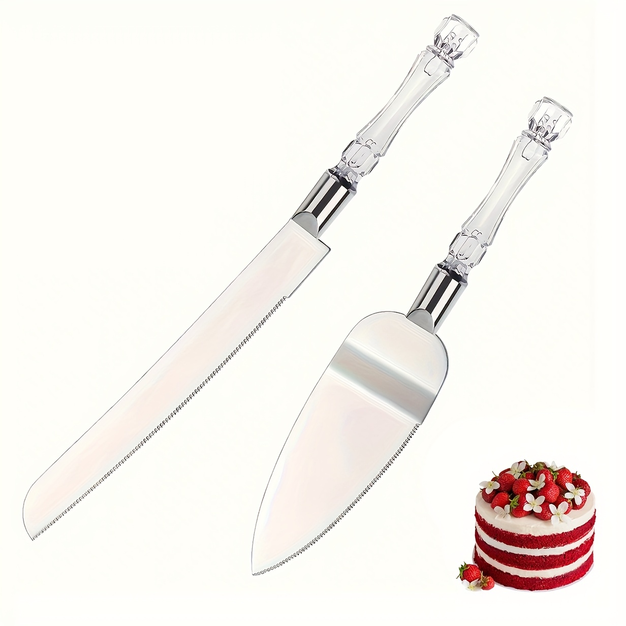 Set De Cuchillo Y Servidor Para Pastel De Acero Inoxidable - Homi Styles, Plata, Apto Lavavajillas