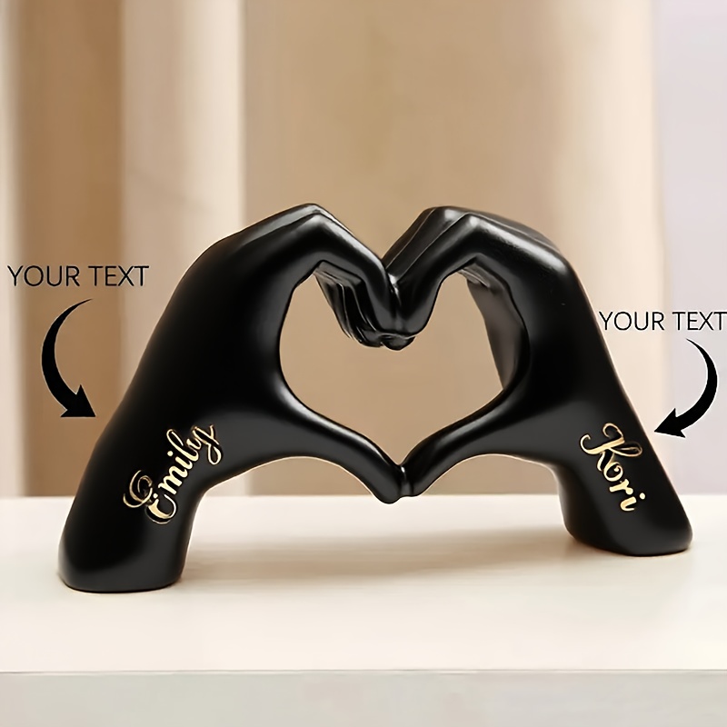 TEMU A Customized Resin Home Desktop Statue Of Making A Heart Shape, Which Can Have Personalized Text, Making It A Perfect Gift For Family, , Or -
