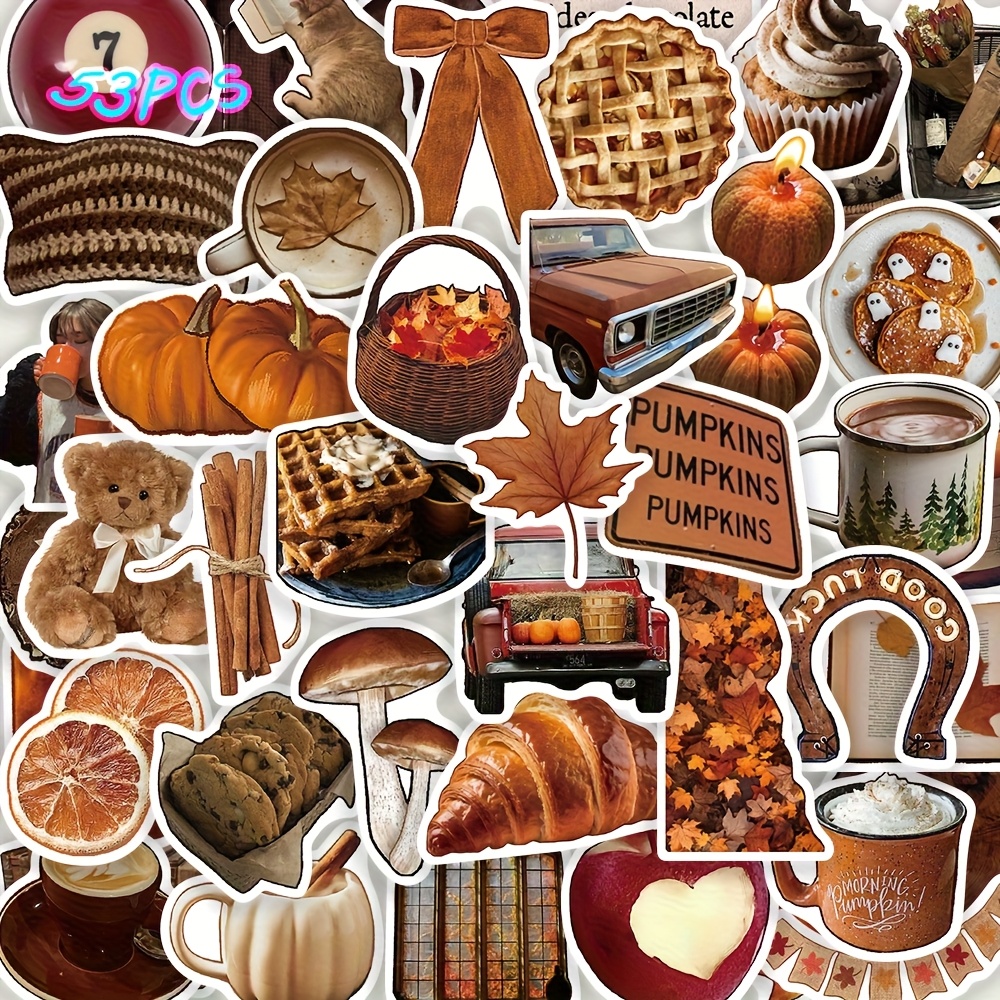 Image of 53 Autumn-themed Cartoon Stickers With A Fun And Exquisite Design, Perfect For Decorating Phone Cases, Notebooks, And Desktops