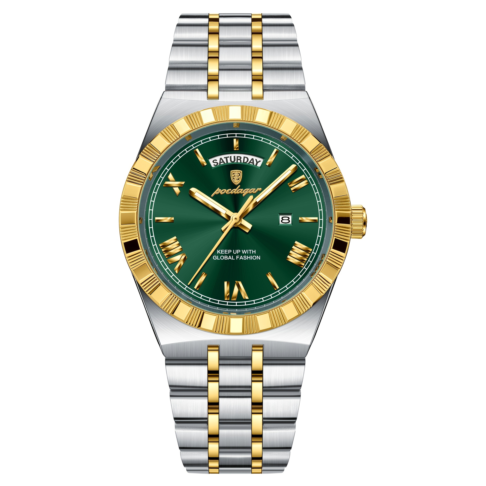 Image of Poedagar Classic Unique Week Calendar Men Watch Luminous Waterproof Daily Commuting Men Wristwatch Luxury Round Dial Business Quartz Watch For Men