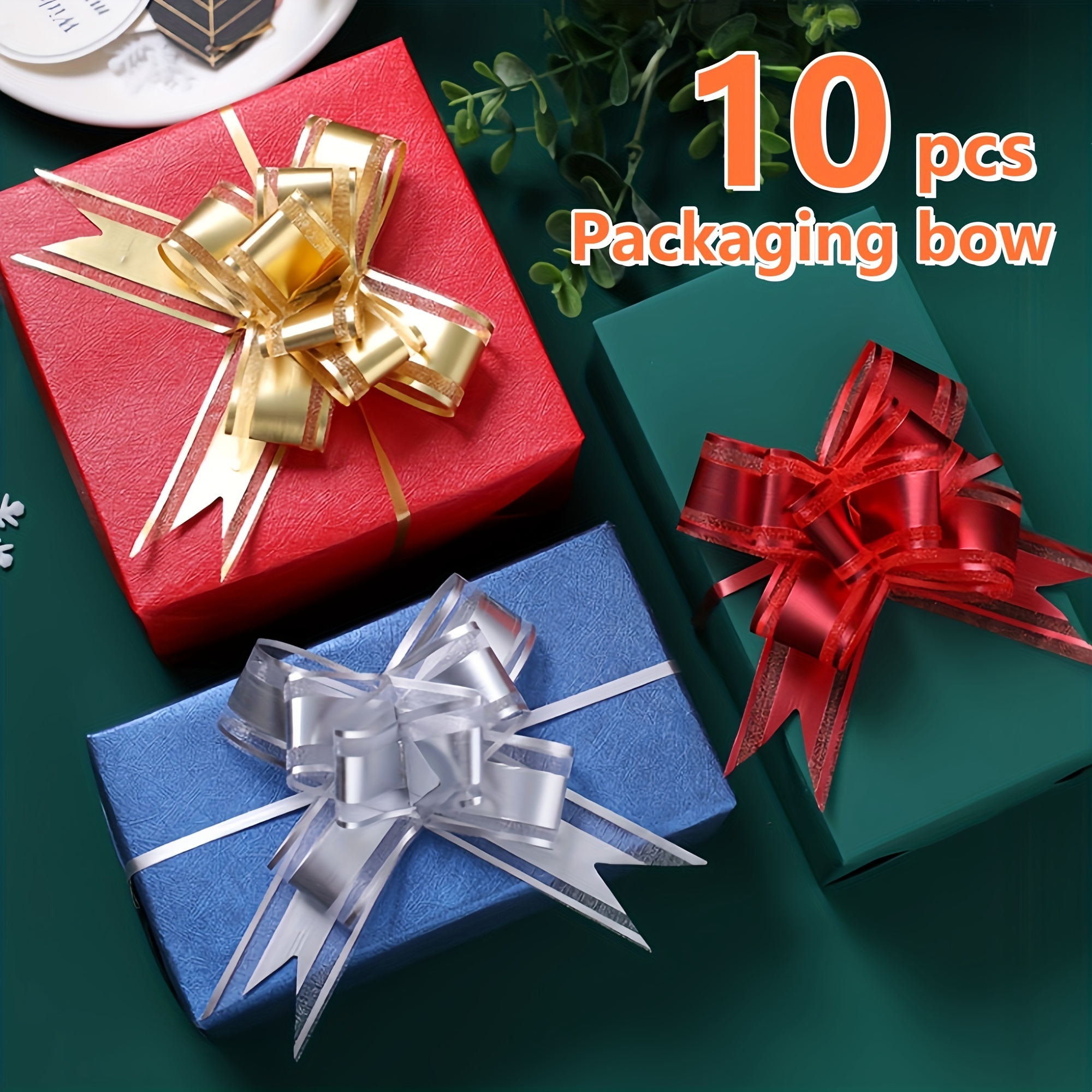 

Pack Contains 10 Pieces Of Golden Metallic Gift Wrapping Decorative Bowknot , Suitable For Weddings, Birthdays, Christmas, Children's Day, And Other .