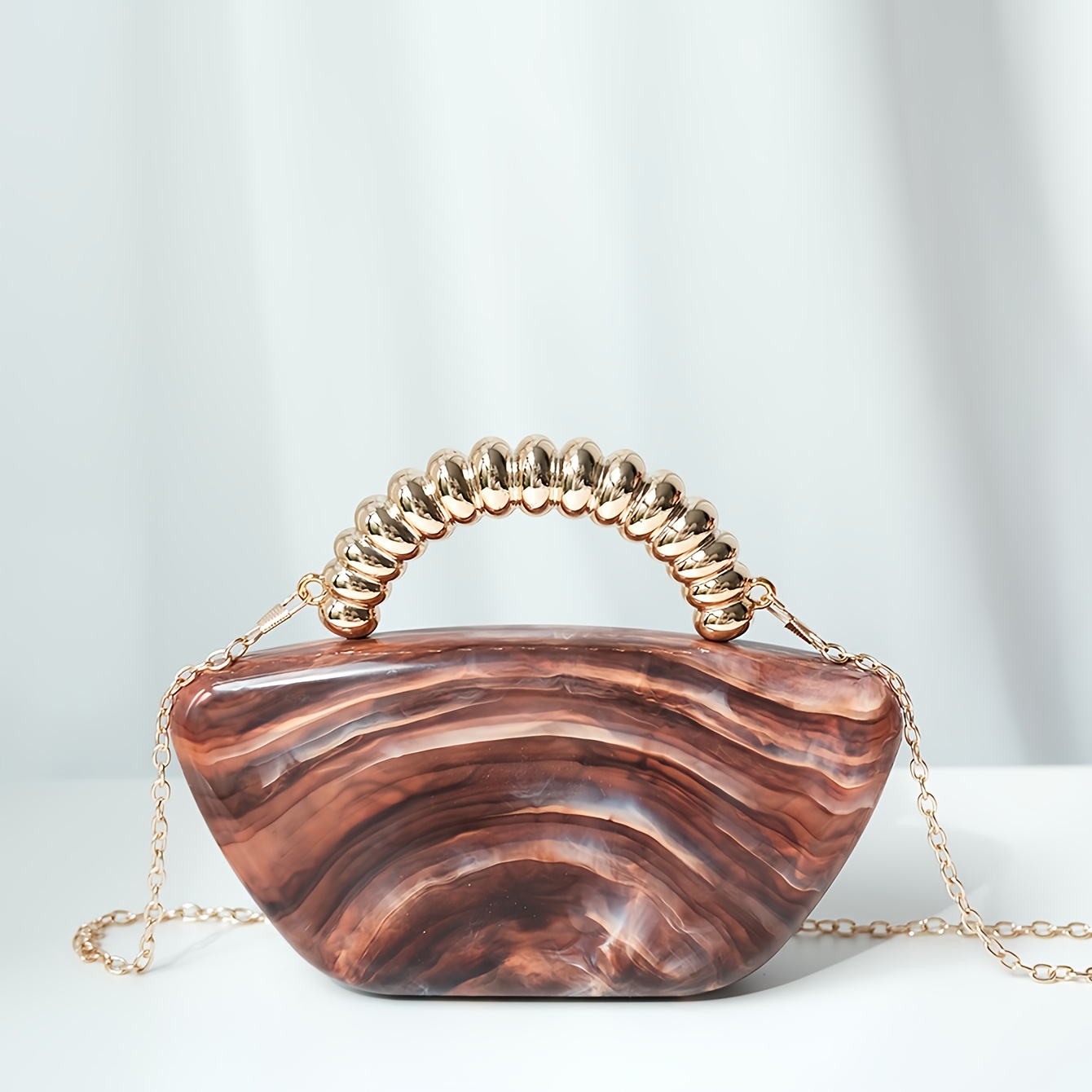 Women'S Vintage Evening Handbag - Elegant Party Purse with Magnetic Closure, Coffee Brown Formal event bag, Detachable Strap, Durable PVC Construction for Weddings, Galas, Everyday - Elegant Ladies Clutch, Wedding Accessory, Retro Fashion, Highquality Finish, Fashionable Clutch, Bridal Accessory