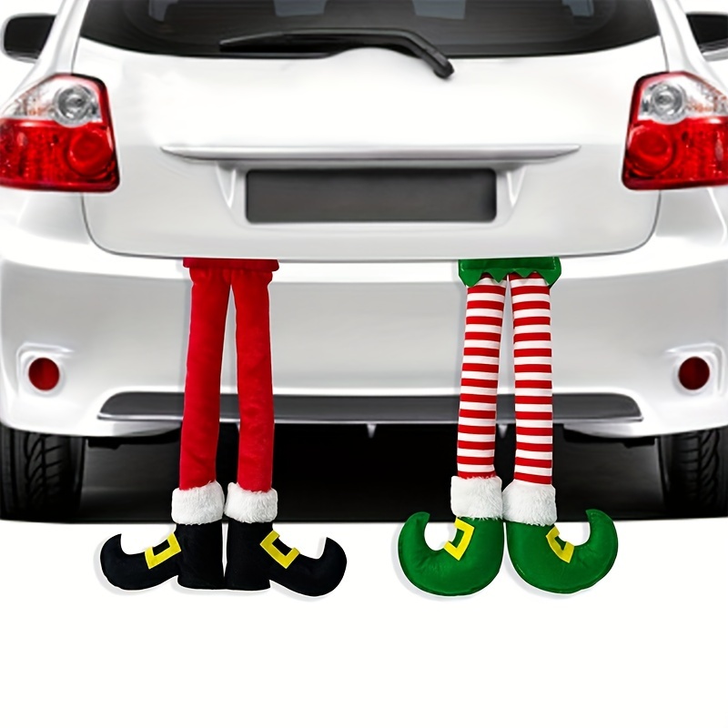 

1pc Christmas Elf Leg, Car Trunk Leg Pendant, Christmas Long Plush Decoration, Stuck In Or Christmas Tree, Car Decoration ()