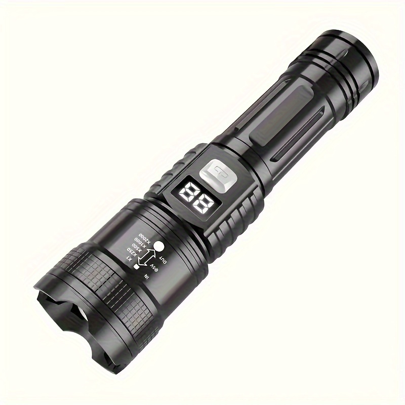 TEMU 2/1 Tactical Rechargeable Led Flashlight, High Brightness Flashlight, Handheld Flashlight, Flashlight With Digital Display, Suitable For Outdoor