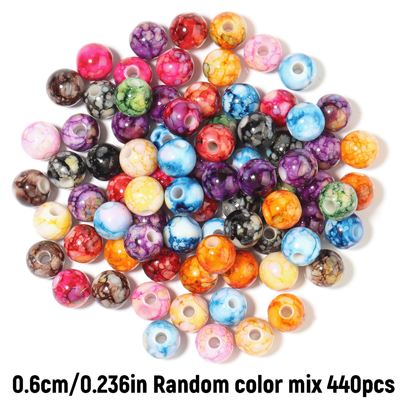 E-shop 440 Stück 6 mm Acrylperlen mit Rissmuster in verschiedenen Farben zum Basteln von Schmuck wie Armbändern und Halsketten