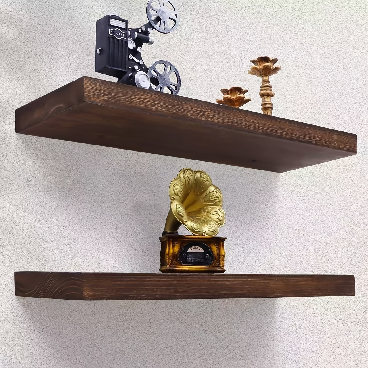 [Behind Sofa Shelf] Solid Wood Wall-mounted Shelf | Floating Shelves for Living Room, Bedroom | Horizontal Bookshelf