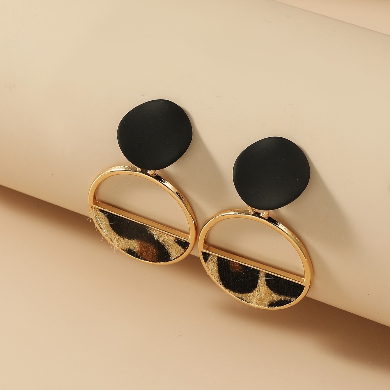 Leopard Pattern Round Drop Earrings