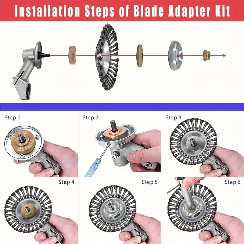 1pc heavy duty metal lawn mower blade with steel wire cutting wheel durable eater attachment accessory for grass trimming and weeding lawn mower accessories details 3