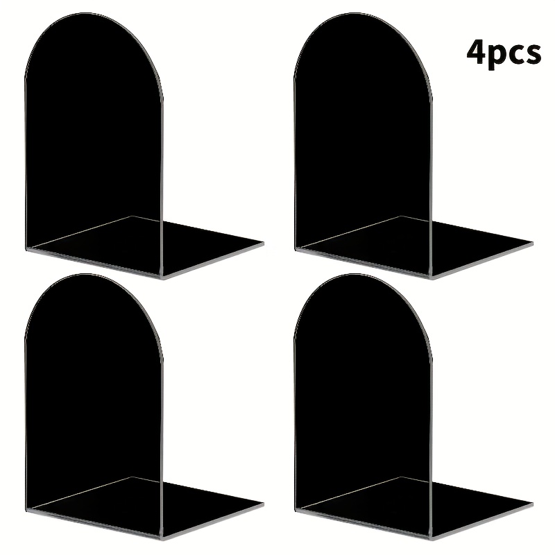 TEMU 4 Acrylic Bookends-a Desktop Bookshelf Suitable For Office And Home Use. A Durable Transparent Display Stand That Can Hold Various Items, A