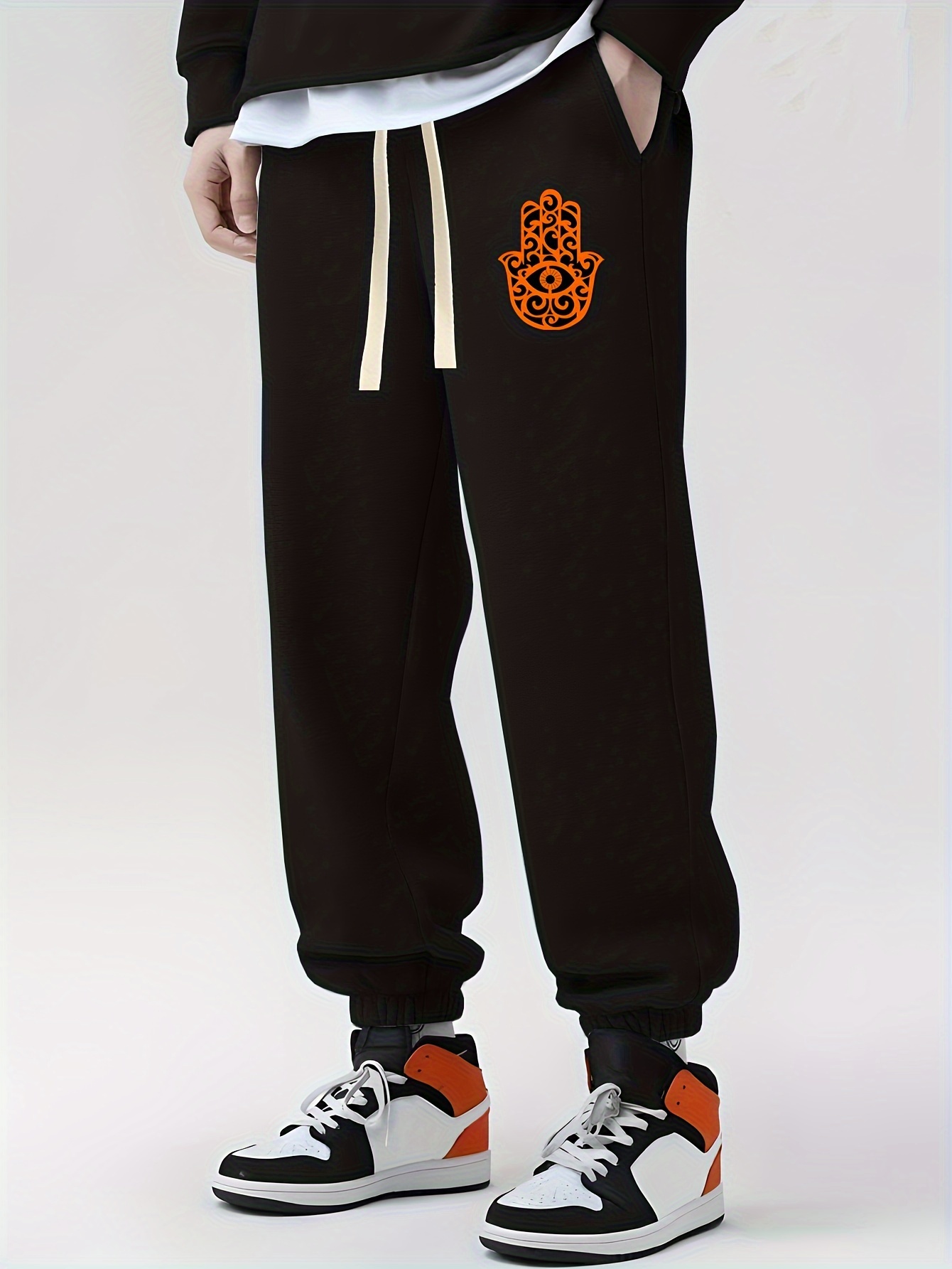 Flame Graphic Print Men's Street Style Loose Fit Sweatpants