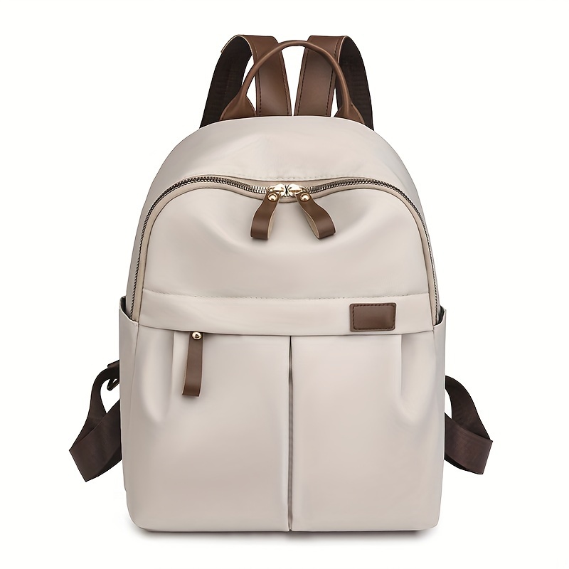 

Vintage Style Nylon Backpack With Large Capacity, Casual Solid Color Bag, Simple Design For Students And Everyday Use