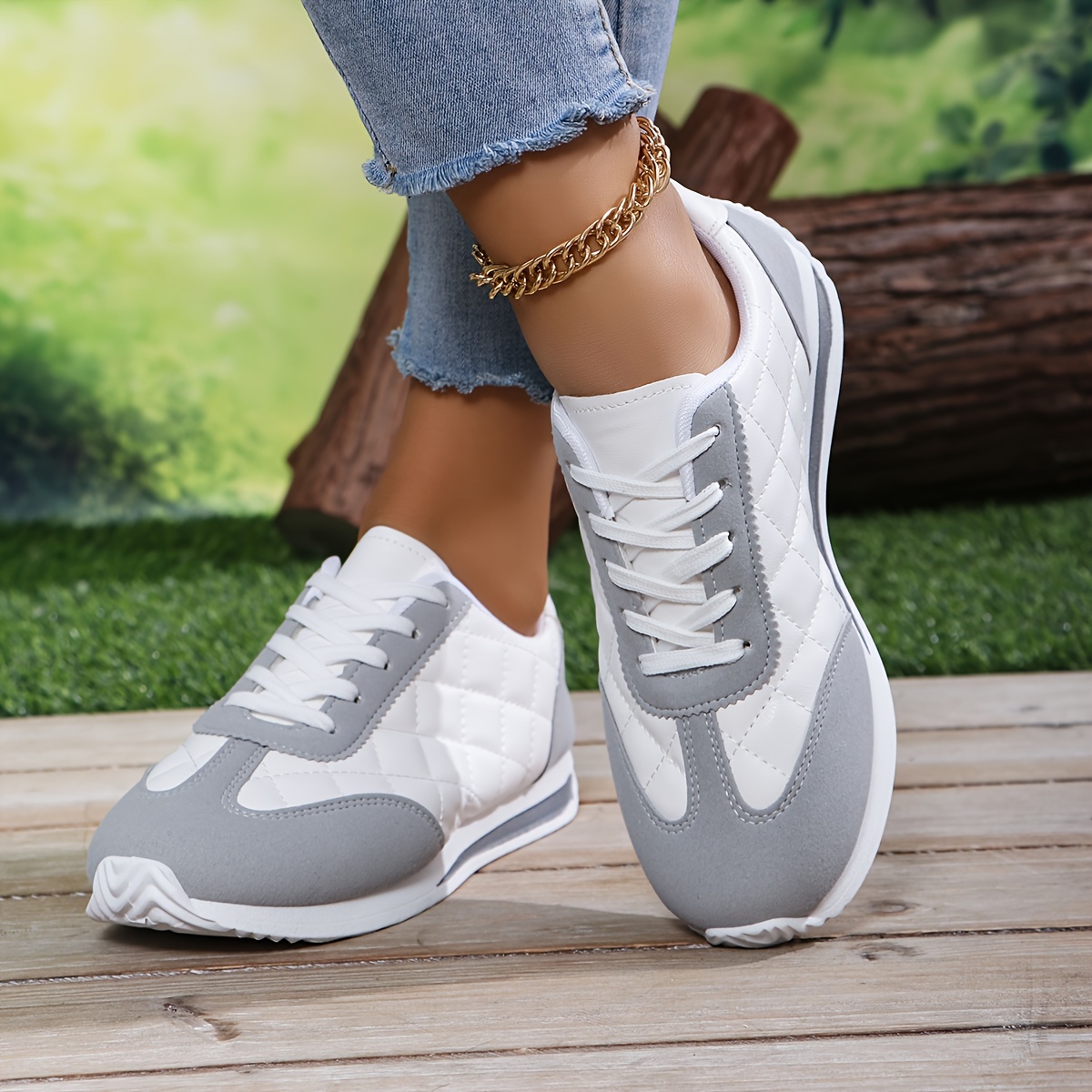 Women's Quilted Sports Shoes, Comfortable Soft Sole Low Sneakers, Casual  Outdoor Walking Trainers