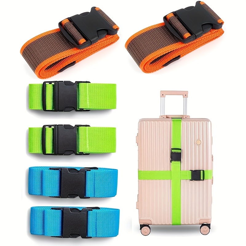 

2/4-pack Fashionable Luggage Straps, Adjustable Travel Accessory, Anti-theft Suitcase Belt, Polyester & Spandex Material, For Luggage Sizes - Ideal For New Year & Christmas Gifts