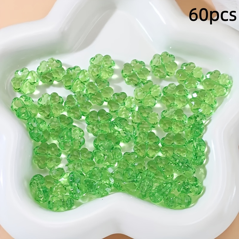 20/60pcs 3d Acrylic Beads - Making Clover, Craft, Floral Necklace, Earrings