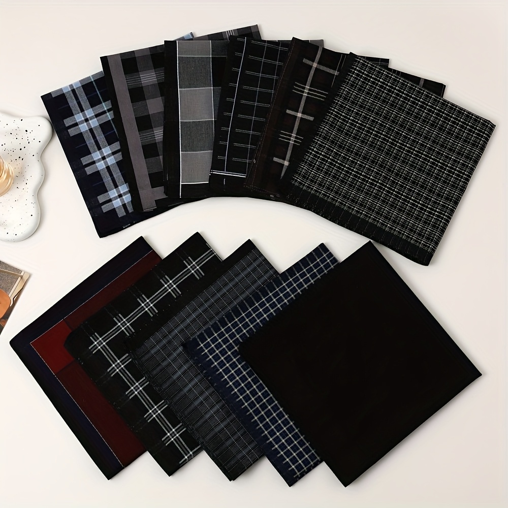 Men's Elegant Plaid Design Handkerchief, Multi-Color Options
