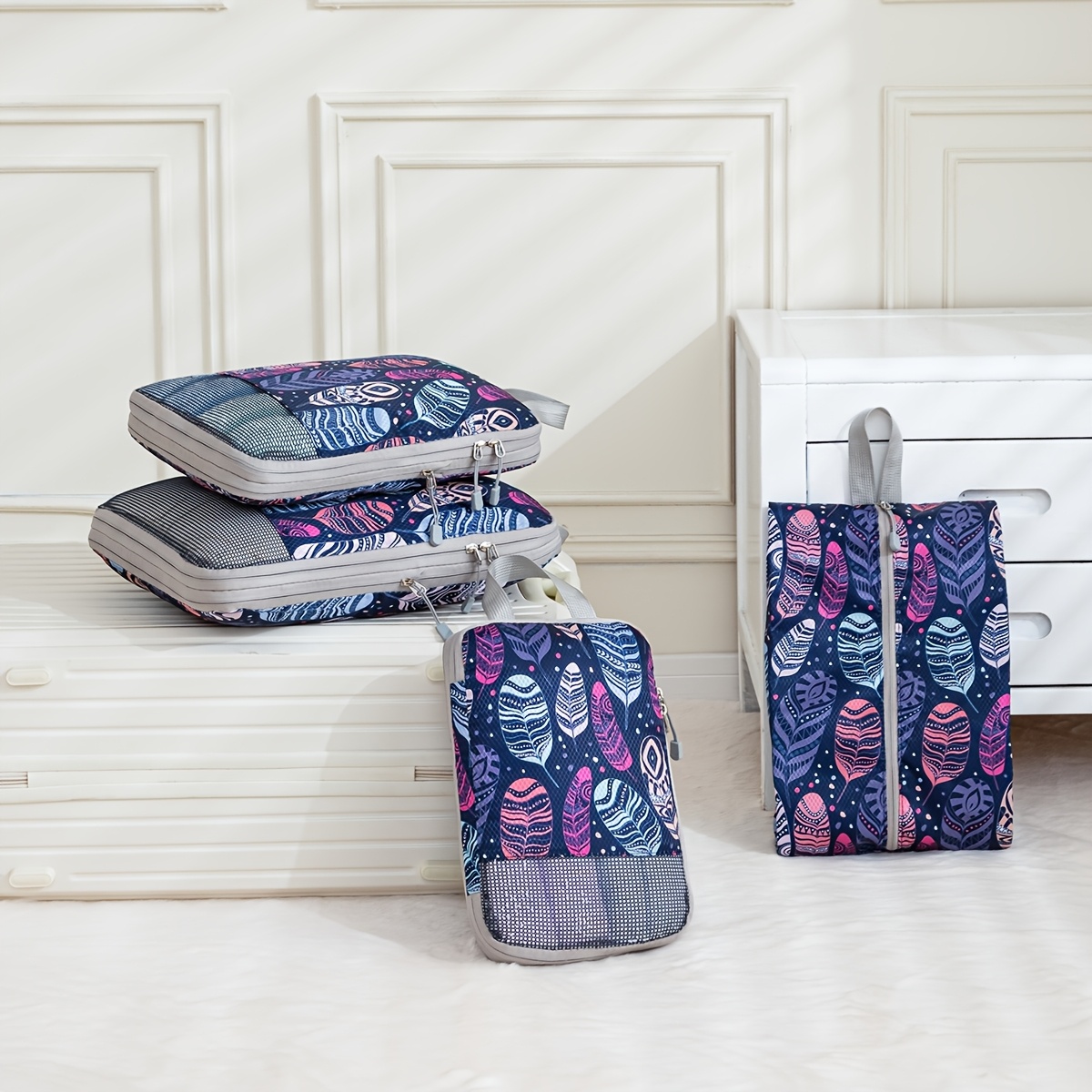 New Printed Compression Storage Bag Set Four Organizing