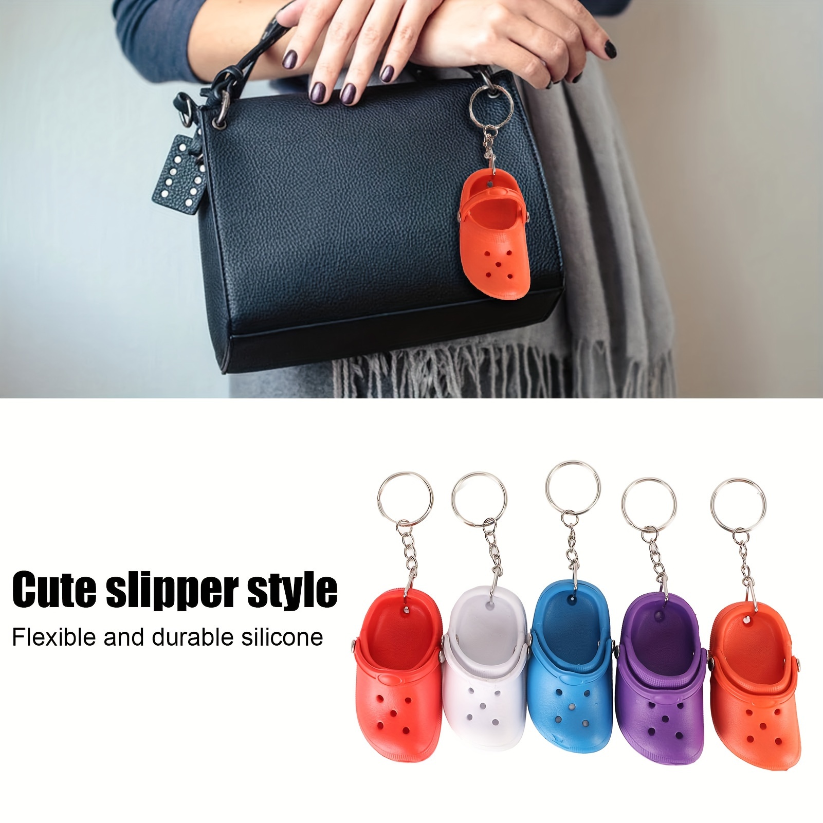 

20pcs/set, Slipper Keychain, Assorted Red, , Purple, , , Keychain, For , , , Bag And , Decoration,