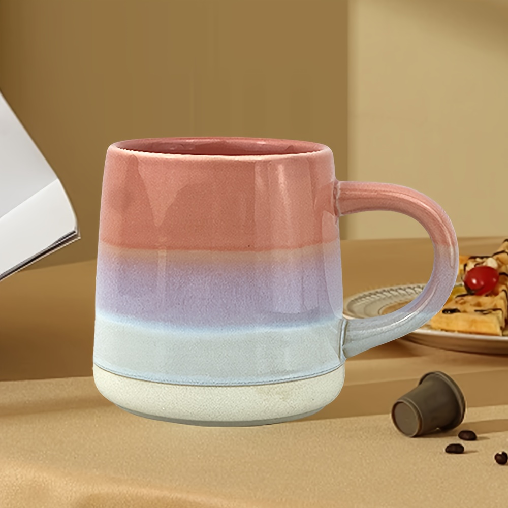 1pc/440ml Creative Gradient Ceramic Mug Coffee Milk Brewing Cold Drink Hot Drink Cup Suitable For Office Living Room